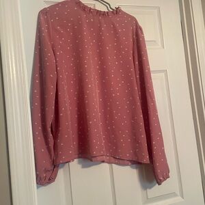 SHEIN Pink Heart Print Blouse